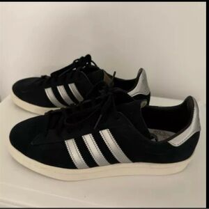 Adidas Campus Shoes - Black Suede/Silver/White - Men’s 7/Women’s 8 - 8 1/2 - VG